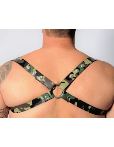 Harnais en cuir Camouflage - Acc. CHROME - CROSS - THE RED S/M