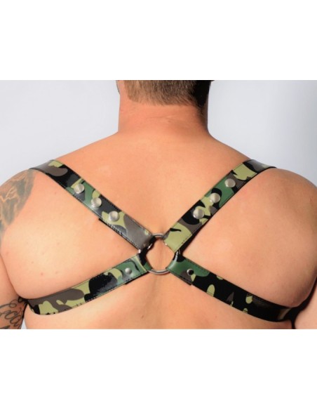 Harnais en cuir Camouflage - Acc. CHROME - CROSS - THE RED S/M