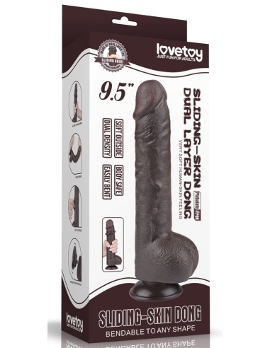 Gode avec Bourses Sliding Skin 18 x 4.7cm Noir
