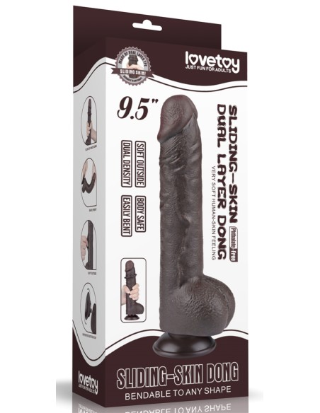 Gode avec Bourses Sliding Skin 18 x 4.7cm Noir Gode avec Bourses Sliding Skin 18 x 4.7cm Noir