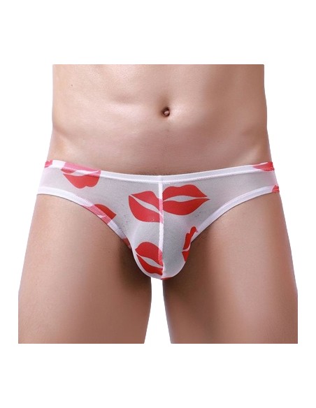 Slip sexy Kiss Lips Blanc