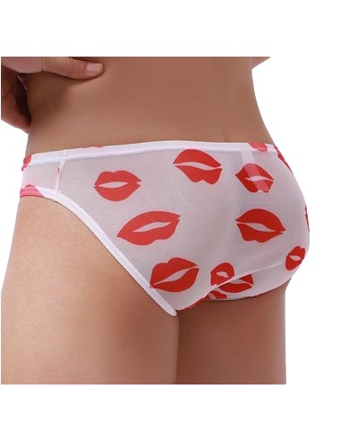 Slip sexy Kiss Lips Blanc