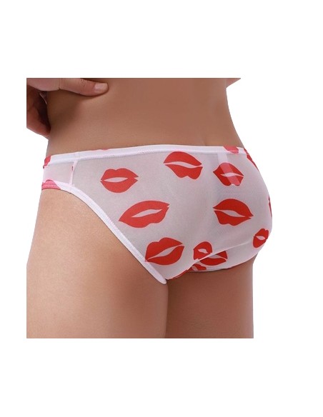 Slip sexy Kiss Lips Blanc