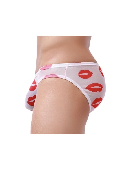Slip sexy Kiss Lips Blanc