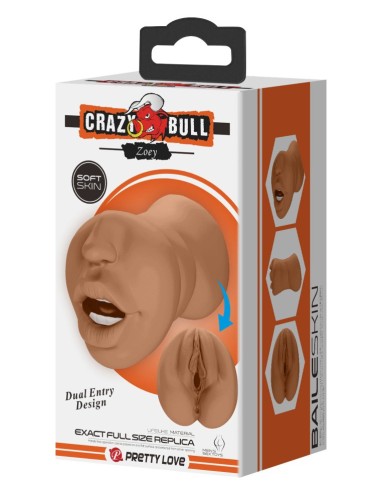 Masturbateur Pussy Crazy Bull Zoey 2 Entrées Marron - Masturbateurs Réalistes - 2
