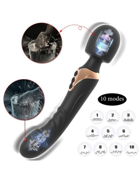 Wand-Dildo Duzio 10 Vibrations Noir