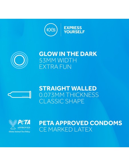 Préservatifs phosphorescents Glowing 53mm x3