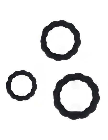 Lot de 3 Cockrings Tortick Noirs Lot de 3 Cockrings Tortick Noirs