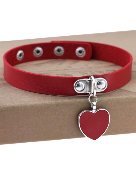 Ras de cou Punk Heart Rouge Ras de cou Punk Heart Rouge