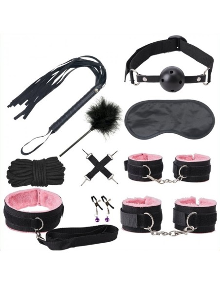 Kit Sm Bondage Push 9 Pièces Noir-rose Kit Sm Bondage Push 9 Pièces Noir-rose