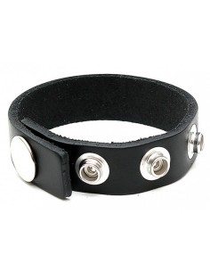 Cockring en cuir Brut 4 pressions Noir