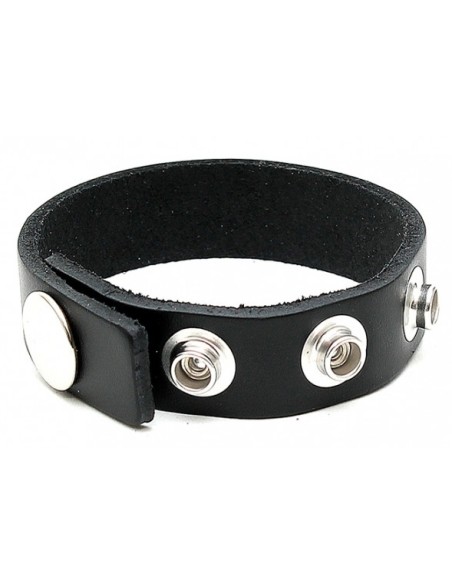 Cockring en cuir Brut 4 pressions Noir
