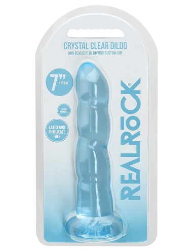 Gode Twist Crystal RealRock 16 x 4cm Bleu