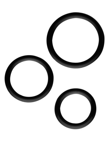Lot de 3 cockrings Silicone Magnum Force Noir