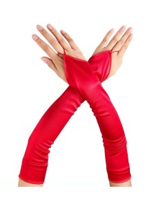 Mitaines Longues Satin Gloves Rouges