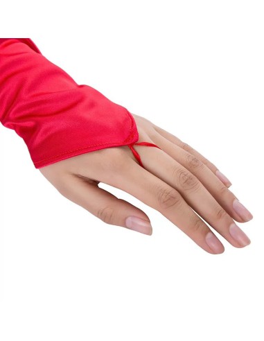 Mitaines Longues Satin Gloves Rouges