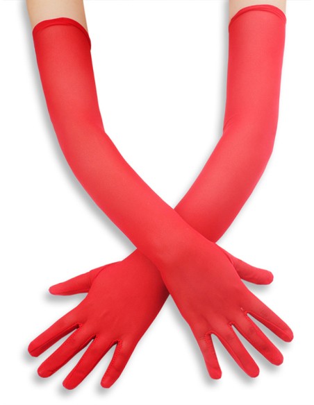 Gants Longs Mesh Gloves 50cm Rouges
