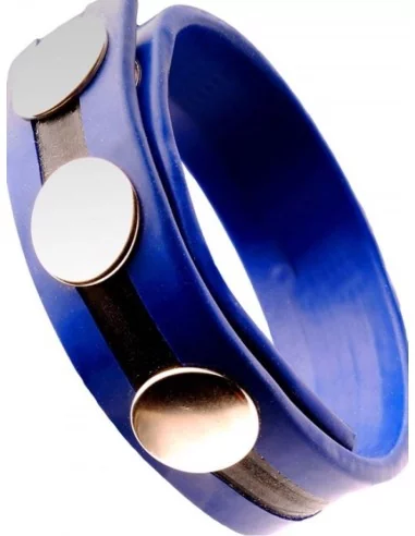 Cockring Rubber 3 snaps Bleu