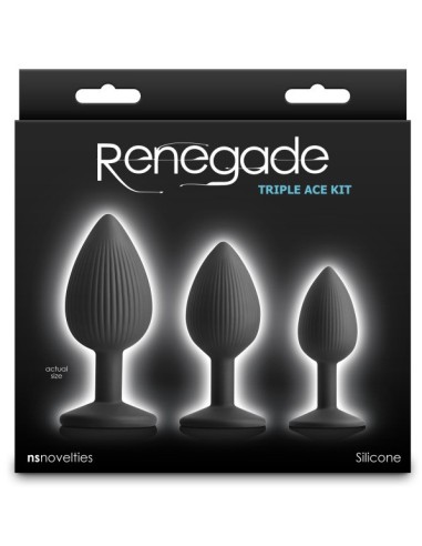 Lot de 3 Plugs Triple Ace Noirs