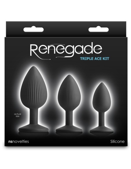 Lot de 3 Plugs Triple Ace Noirs Lot de 3 Plugs Triple Ace Noirs