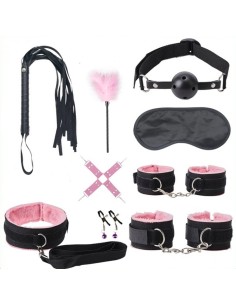 Coffret Bdsm Hemming Noir-Rose 9 Pièces
