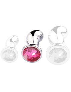Plug Bijou Bean Silver M 7 x 3cm Rose