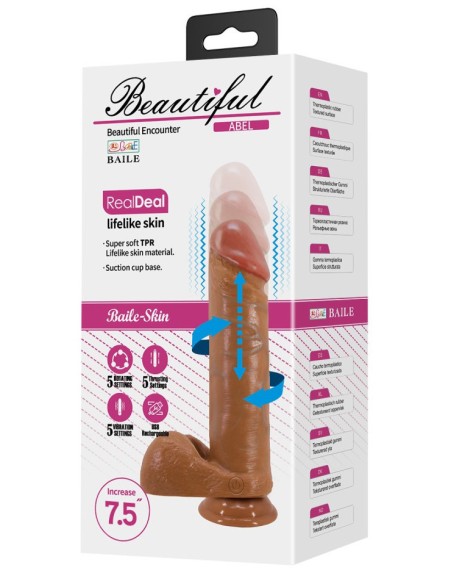 Gode Vibrant à Poussée Abel Beautiful 17 x 4.3cm Marron