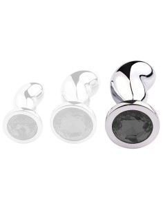 Plug Bijou Bean Silver L 9 x 3.5cm Noir