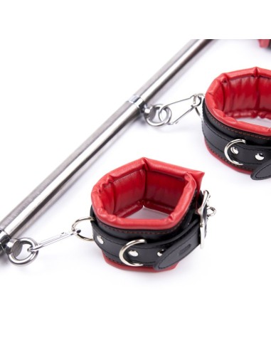 Kit Barre de maintien Collier et Menottes Simply Dom Rouge et Noir