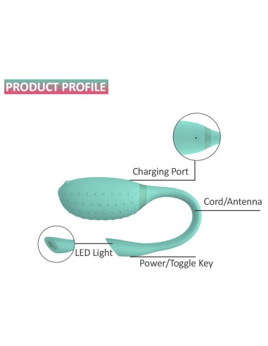 Oeuf vibrant Fugu Contrôle à distance 7 x 3.5 cm Vert