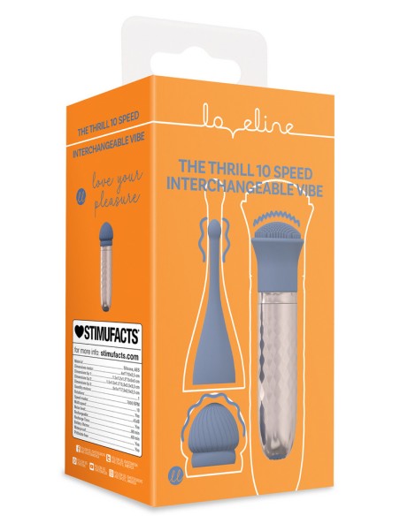 Le Thrill - Vibrateur Interchangeable 10 Vitesses - Bleu Le Thrill - Vibrateur Interchangeable 10 Vitesses - Bleu