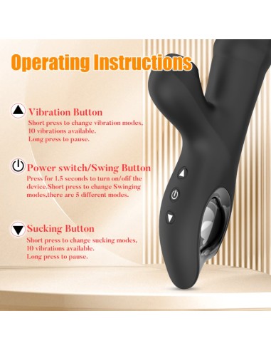 Vibro Rabbit Vibections 14 x 3.5cm Noir