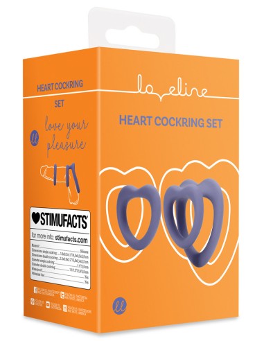 Lot de 2 Cockrings Coeur Silicone Purple Storm Diamètre 35mm