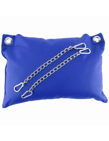 Coussin en cuir 23 x 32cm + Chaînes Bleu