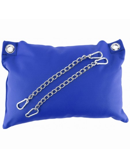 Coussin en cuir 23 x 32cm + Chaînes Bleu