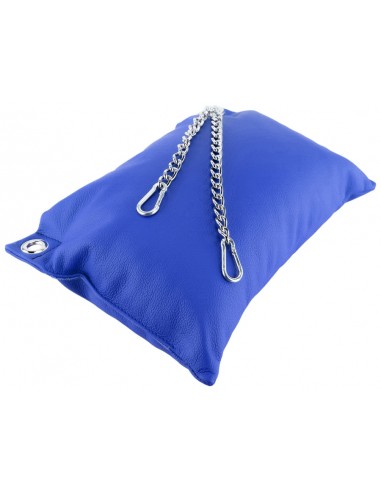 Coussin en cuir 23 x 32cm + Chaînes Bleu