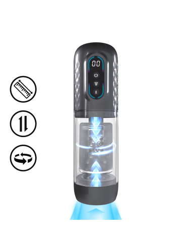 Masturbateur Vortex Va-et-Vient et Rotation Noir