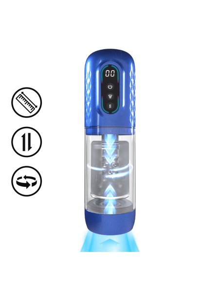 Masturbateur Vortex Rotation et Va-et-Vient Bleu