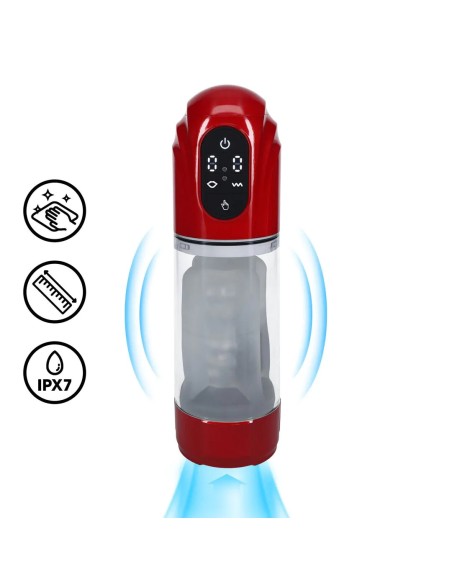 Masturbateur TechnoThrust Vibrations et Succion Rouge