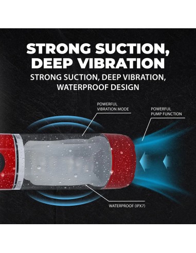 Masturbateur TechnoThrust Vibrations et Succion Rouge