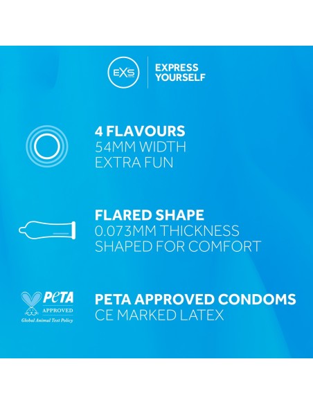 Préservatifs aromatisés Mixed Flavours 54mm x144