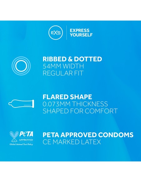 Préservatifs texturés Ribbed & Dotted 54mm x144