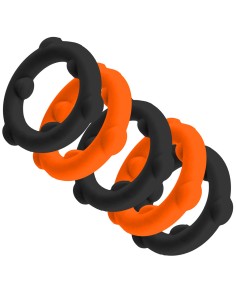 Lot de 5 Cockrings Spinner 25 mm Noir-Orange