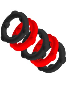Lot de 5 Cockrings Spinner 25 mm Noir-Rouge