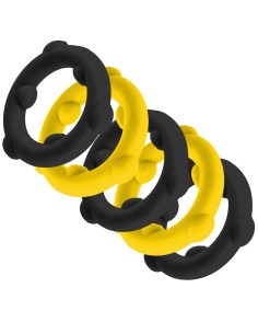 Lot de 5 Cockrings Spinner 25 mm Noir-Jaune