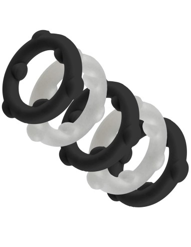 Lot de 5 Cockrings Spinner 25 mm Noir-Blanc