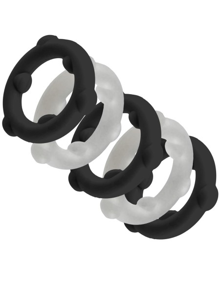 Lot de 5 Cockrings Spinner 25 mm Noir-Blanc