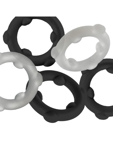 Lot de 5 Cockrings Spinner 25 mm Noir-Blanc