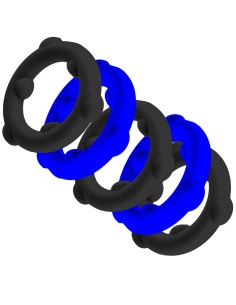 Lot de 5 Cockrings Spinner 25 mm Noir-Bleu