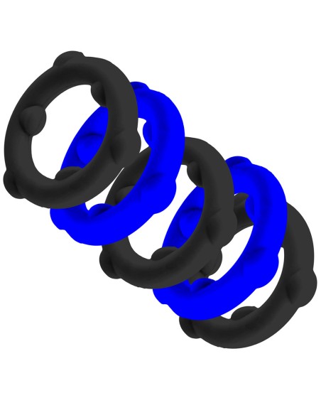 Lot de 5 Cockrings Spinner 25 mm Noir-Bleu
